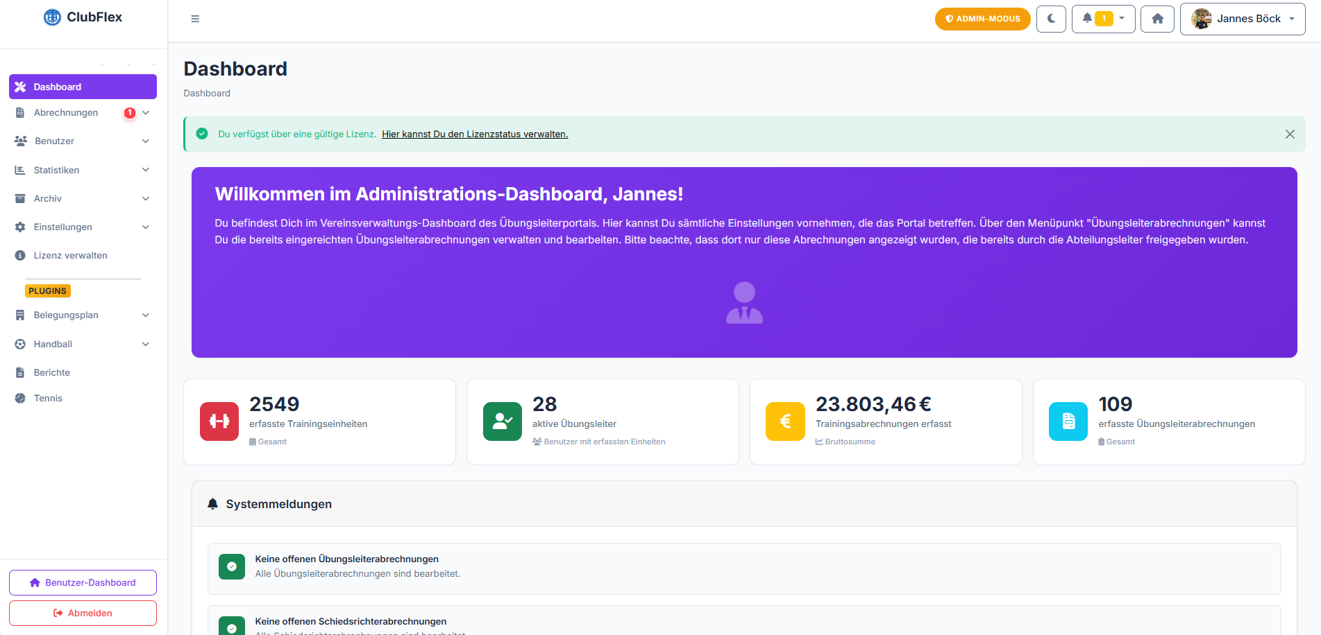 Administrationsansicht